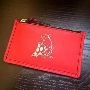 NWT Rag & Bone Red Pizza Rat Field Zip Card Case